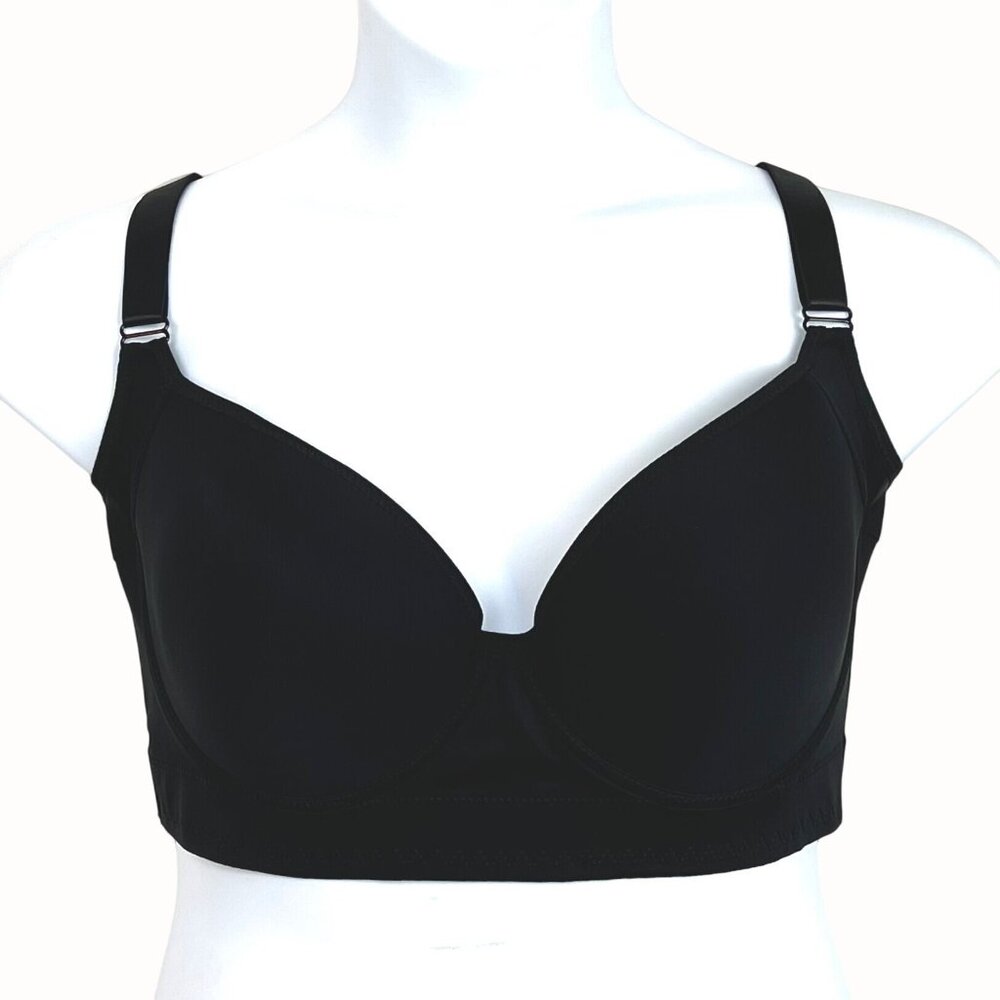 Back Smoothing Full Coverage Bra Size 48/50 E Adjustable Straps Black New